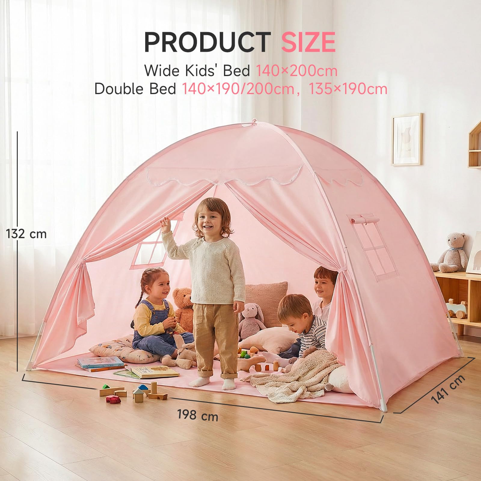 Tienda de campaña para cama para habitación infantil, tienda de campaña para niños, cama de suelo, tienda de campaña para niños, tienda de juegos para interiores, portátil y plegable, cama doble