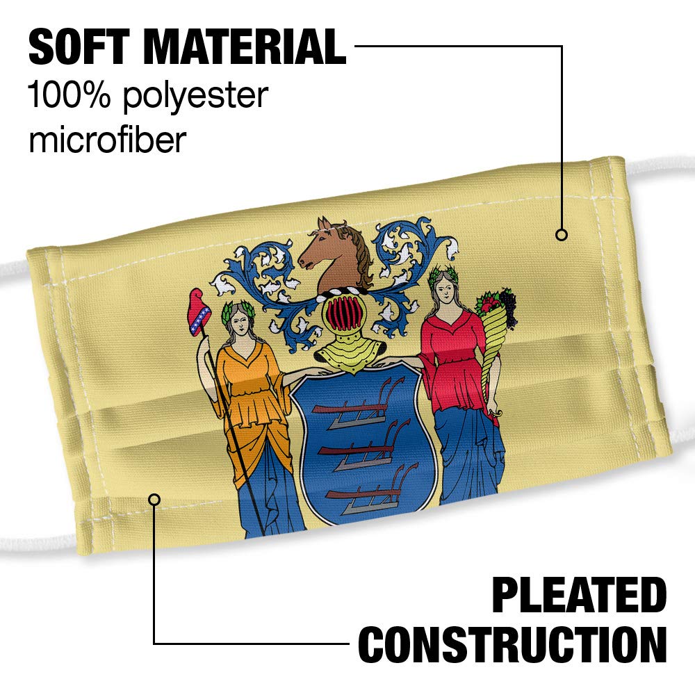 New Jersey Flag 1-Ply Reusable Face Mask Covering with Adjustable Nose Wire, Unisex