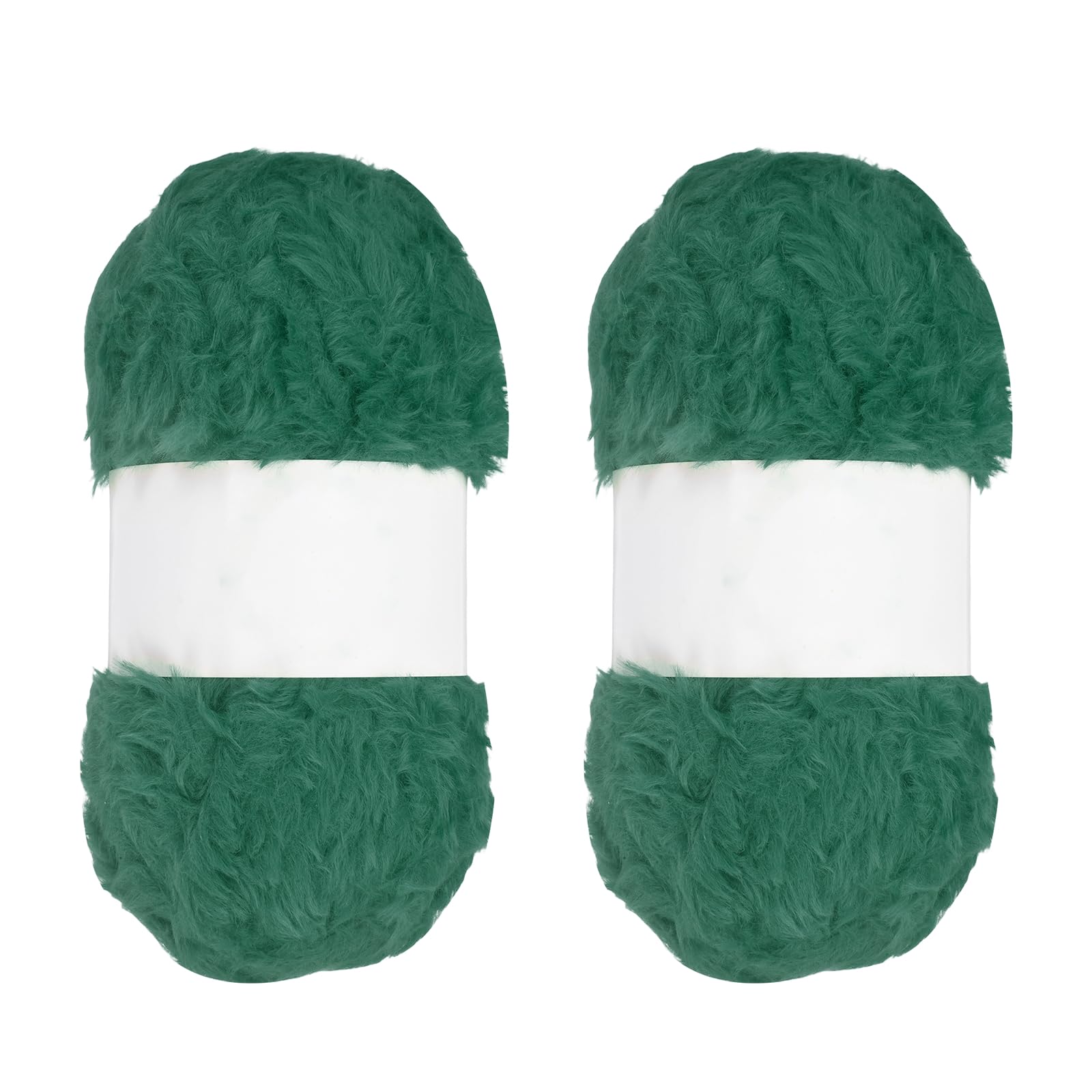 PATIKIL 65 Yards Soft Chunky Fluffy Fuzzy Faux Fur Yarn, 2 Skeins Chunky Fuzzy Yarn Fur Polyester for Crochet Knitting Blankets Scarves Sweaters Hat Shawls, Dark Green