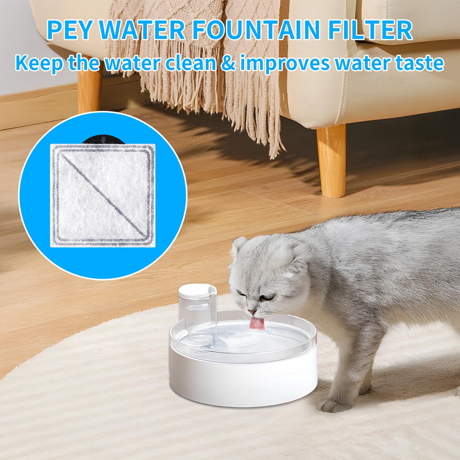 2 5inch Pet Fountain Filters Replacement Compatible with PetSafe Outlast Pumpless Pet and for Viva Pet Water Fountains — view 5