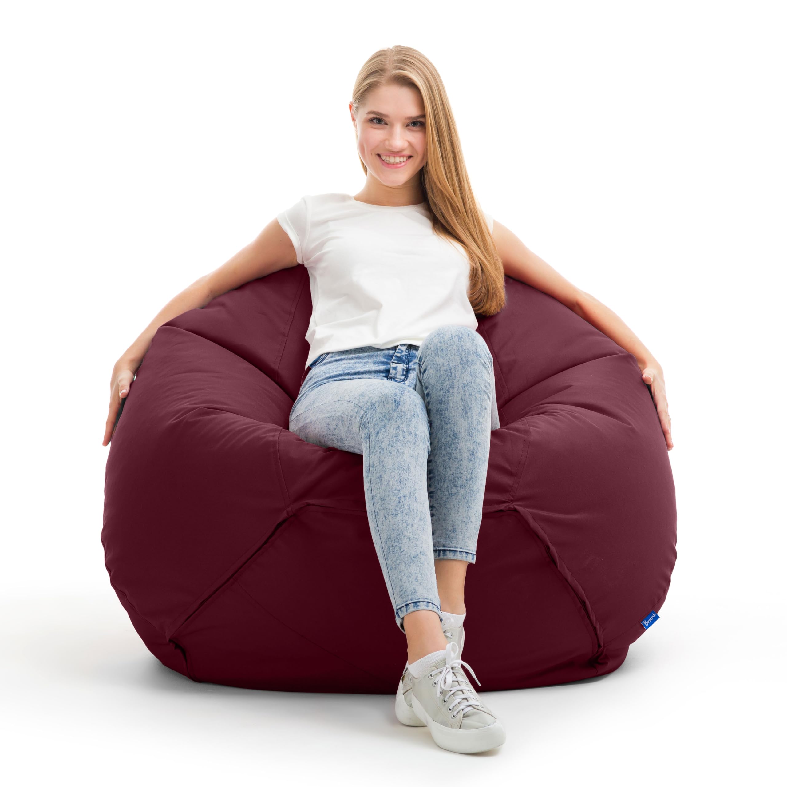 Bruni Classico L Bordeaux – Pouf Sacco XXL, Pouf Poltrona a forma di goccia per soggiorno e camere, Bean Bag interno ed esterno, fodera lavabile, puff per adulti, con imbottitura