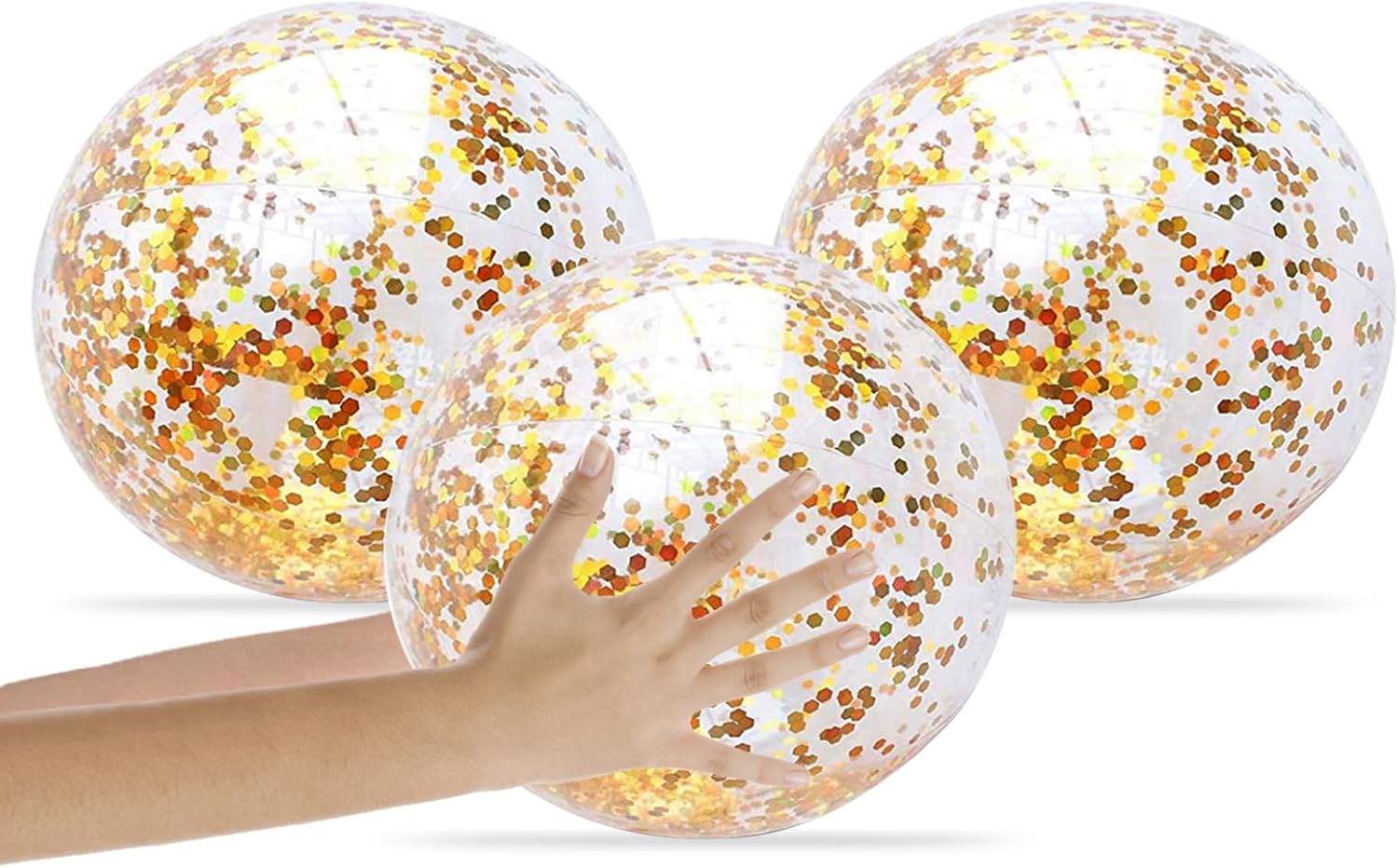 LLMSIX 3 Pieces Glitter Beach Ball Disco Beach Ball 16 Inch