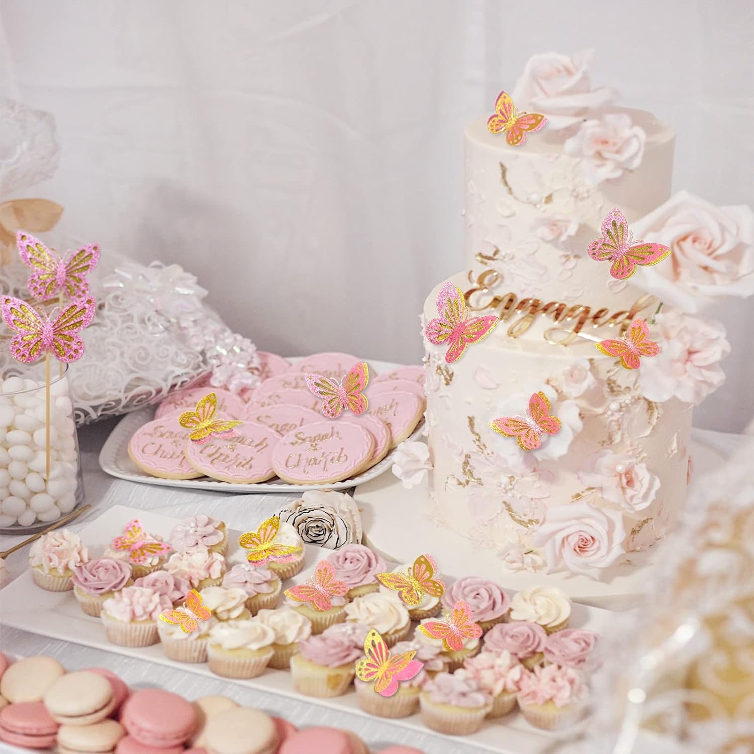 47 PCS Papillons 3D + Boules Décoration Gâteau Anniversaire - Deco Cupcakes Mariage Baby Shower