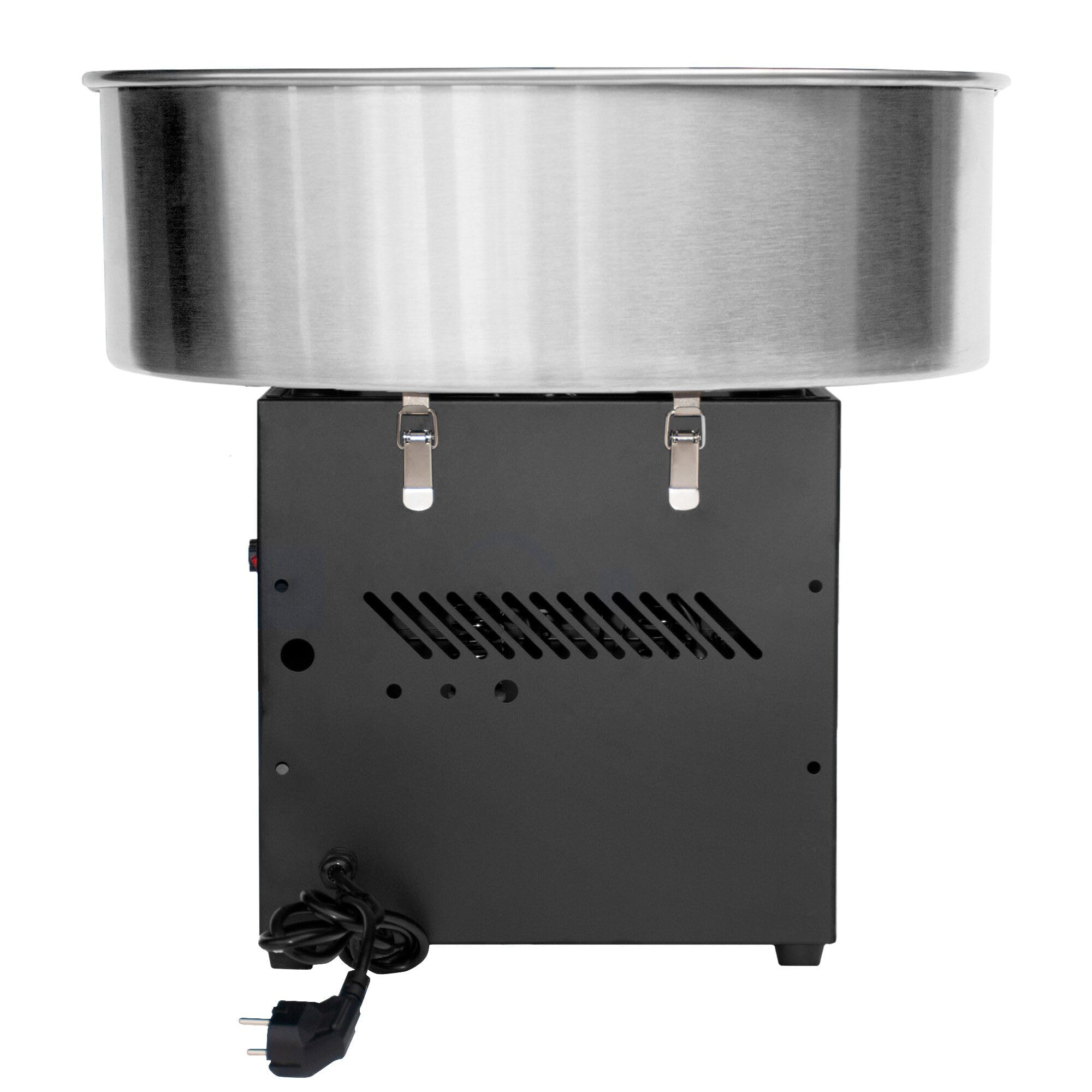 GGM Gastro | ZWJ950S#SPSZWJ | Zuckerwattemaschine - Ø 520mm - 950 Watt - Schwarz - inkl. Hygieneschutz