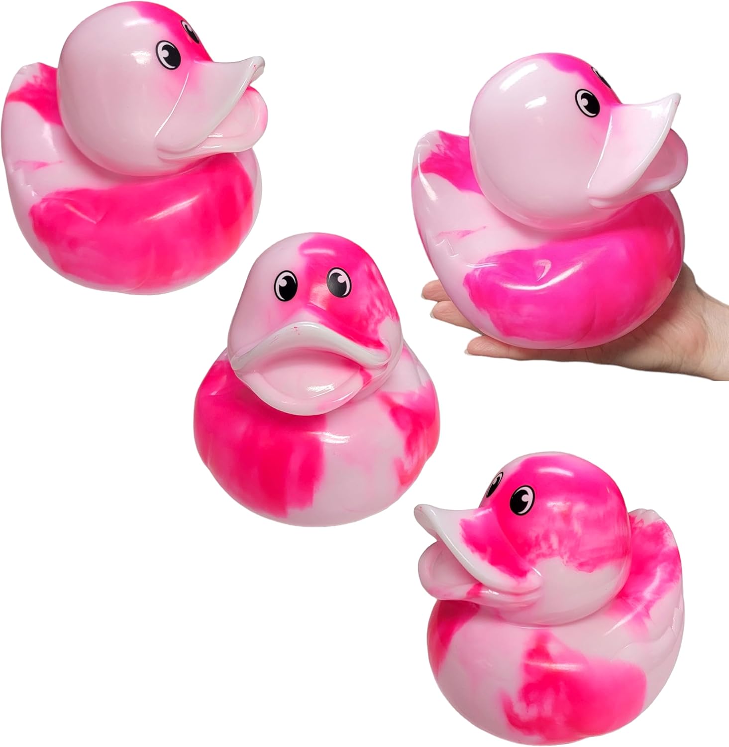 Large 6" Tall Marble Rubber Duckies ( 6 Ducks (6 Colors)) Collectable Colorful Squeaky Ducks Great for Dash Display and Bath Play (6)