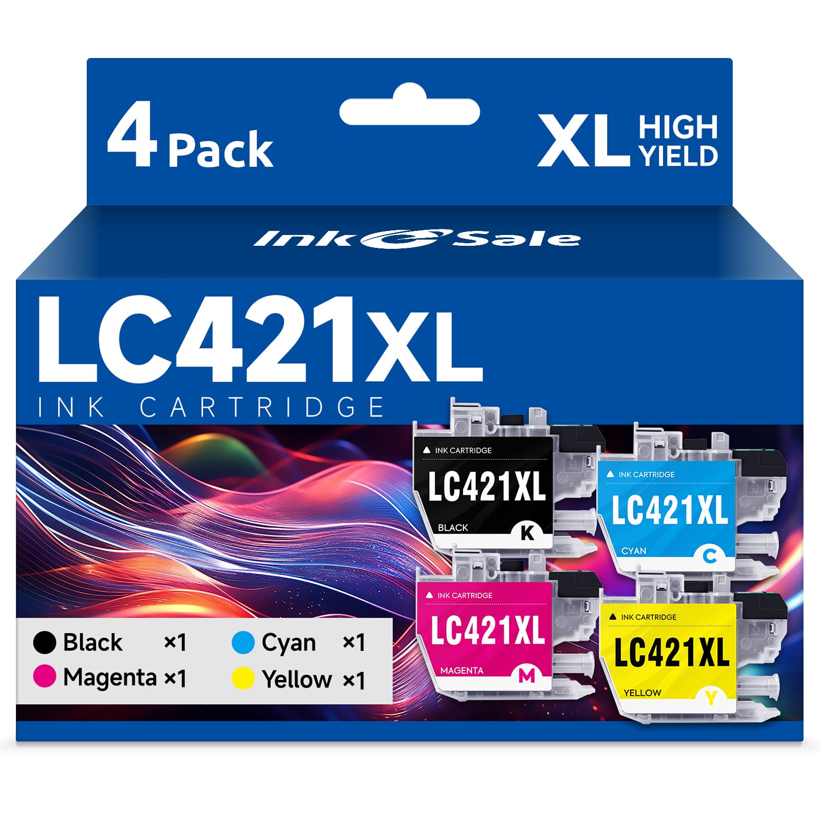 INK E-SALE LC421XL Druckerpatronen kompatible für Brother LC-421XL LC 421 4er-Pack für DCP-J1050DW DCP-J1140DW MFC-J1010DW
