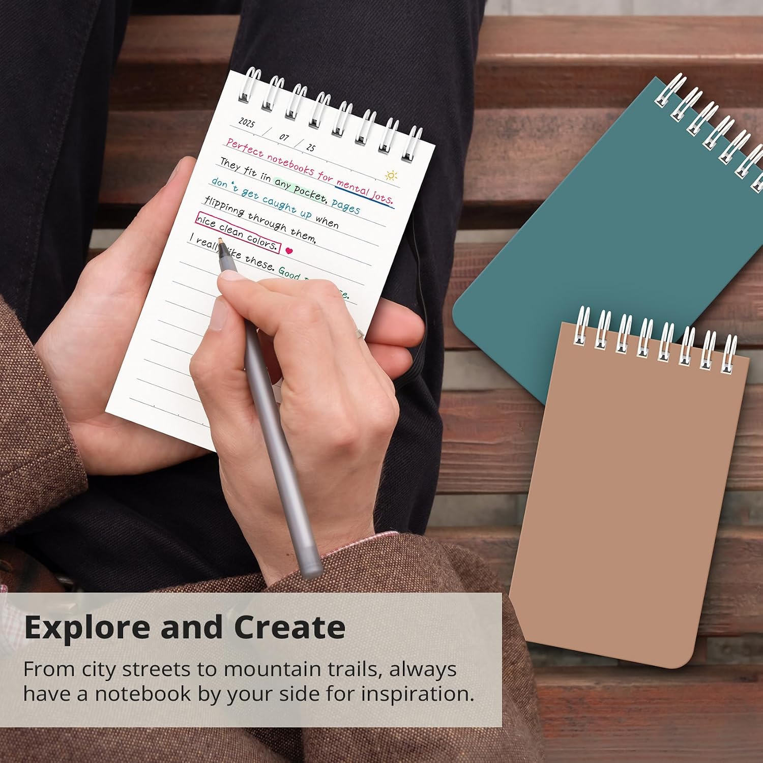 Taja Pocket Small Notebook 3" x 5", Set of 8 Mini Little Spiral Notebook, Nursing Notepad, Perfect for Work, School, Office, Nurse, Travel - Neutral