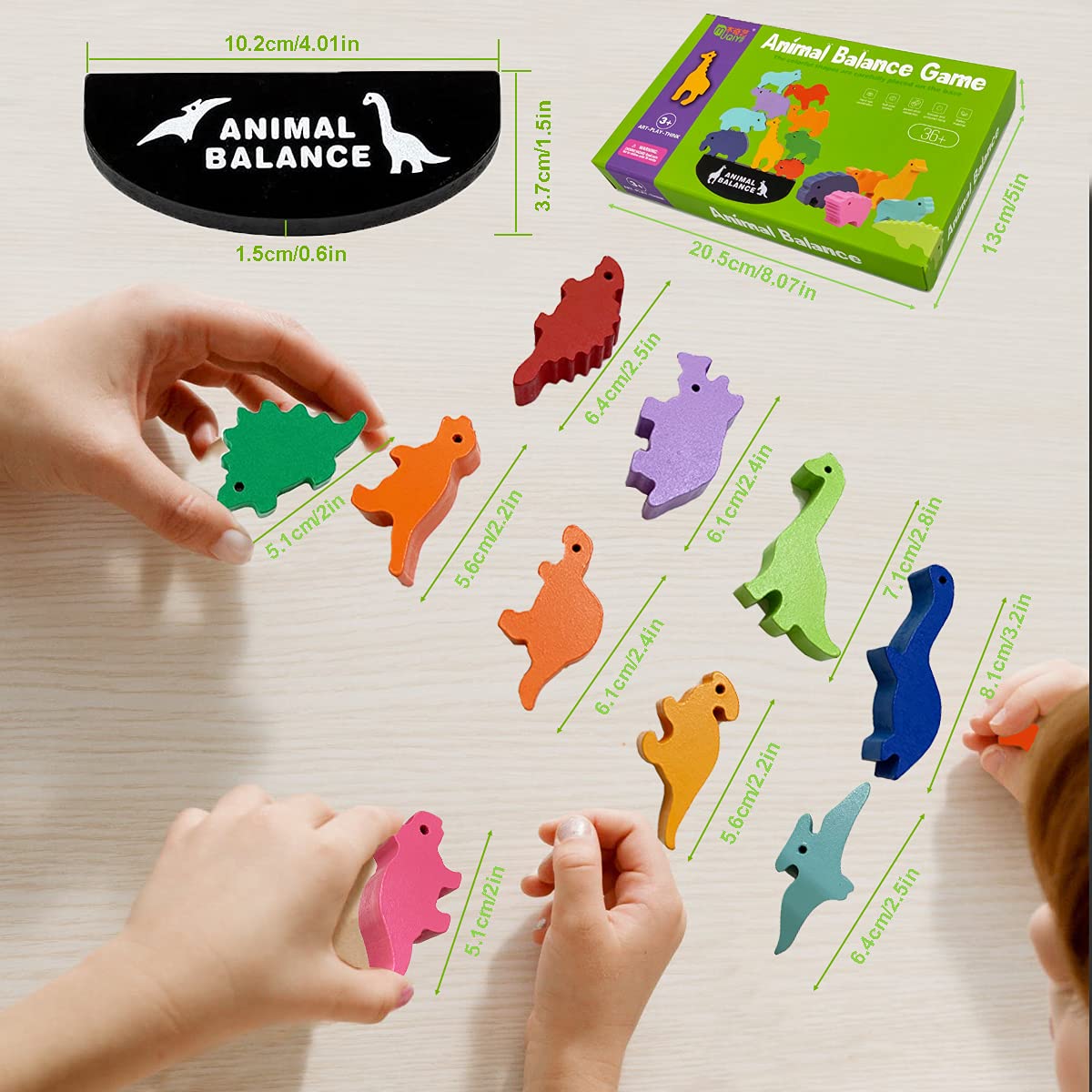 Educational STEM Toys Wooden Dinosaur Stacking Toys - 16pc Montessori ...