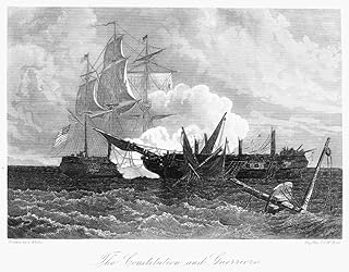 Constitution And Guerriere Nthe Engagement Between Uss Constitution And Hms Guerriere On 19 August 1812 Engraving 19Th Century Poster Print by (18 x 24)