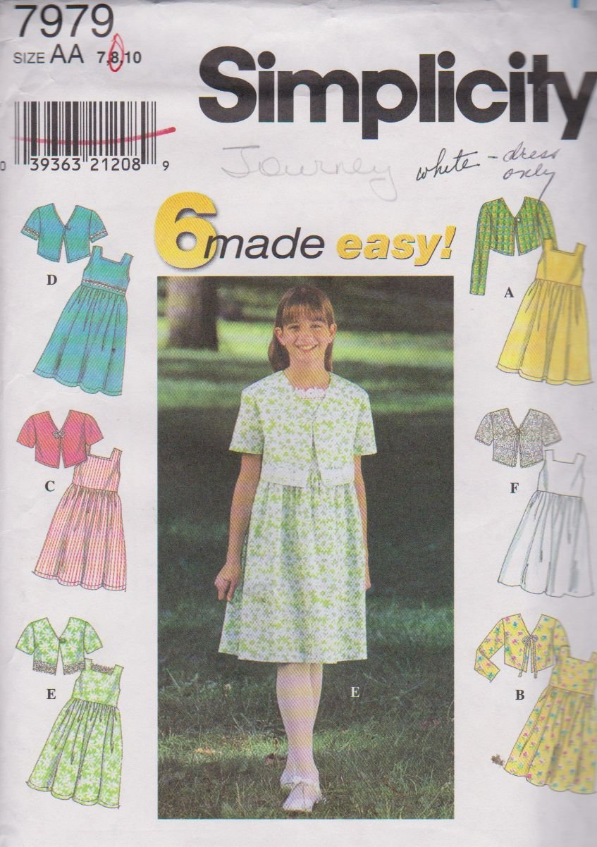 Simplicity 7979 Robe et veste fille patron de couture premium