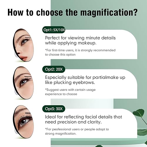 Miniatura 6 de Espejo de aumento 10X con 3 ventosas, gran espejo redondo de maquillaje de viaje de 6 pulgadas con alto aumento, espejo de maquillaje con juego de