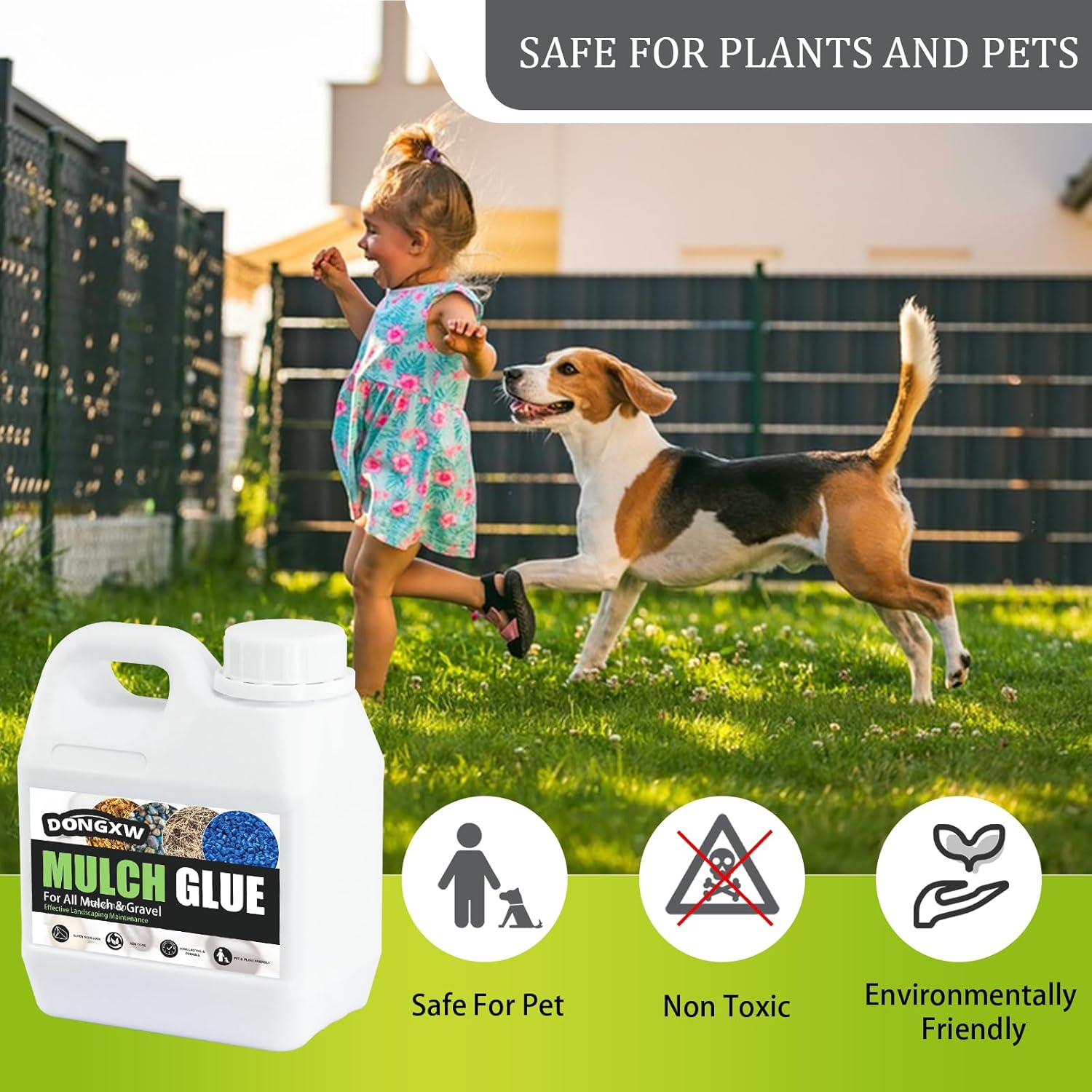 Mulch Glue for Landscaping 32oz, Strong Rock Glue & Gravel Binder, Non-Toxic Fast-Dry Adhesive Mulch Lock, Long-Lasting Outdoor Mulch Stabilizer for Pine Straw, Garden Borders, Patios & More