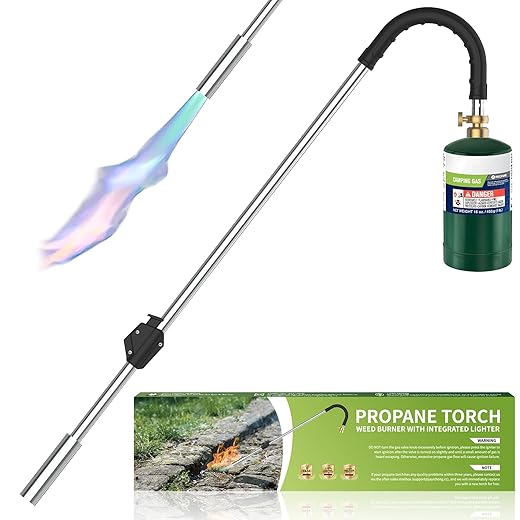 Weed Torch Propane Burner, Flame Thrower for Weeds, 80,000BTU Blow Torch Weed Burner, 35" Long Arm Weed Torches for Outside Weeding, Roofing, Snow Melting, Campfire Starting