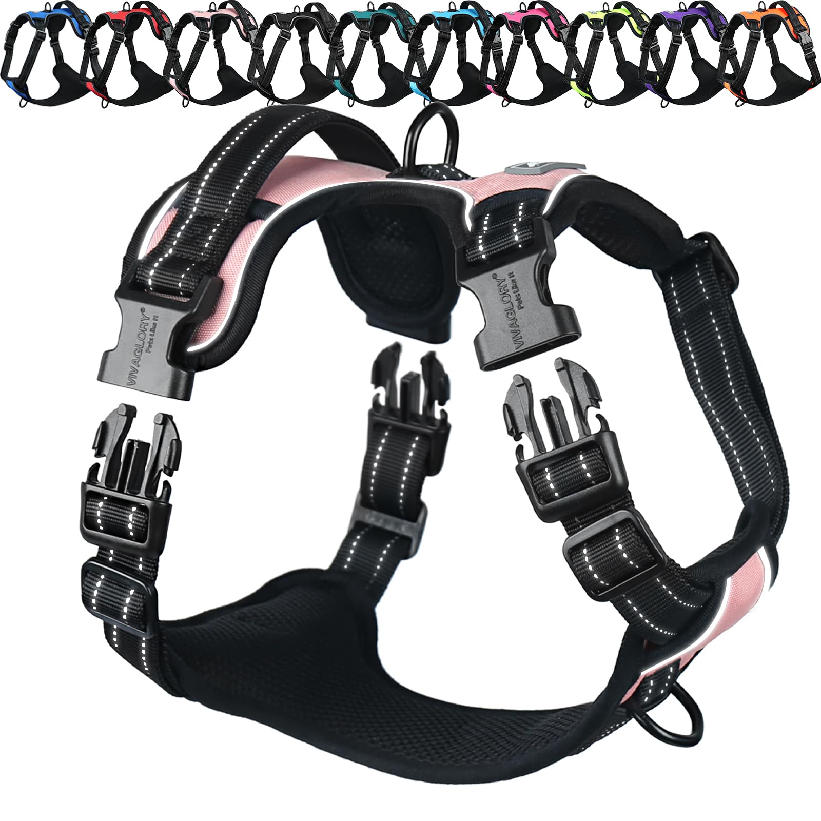 VIVAGLORY Easewalk Hundegeschirr, Anti Zug Hundegeschirr für Training & Spazieren, Anti Zieh Geschirr Welpengeschirr Mit Griff, Ausbruchsicher & Non-Stop für Welpe Hunde