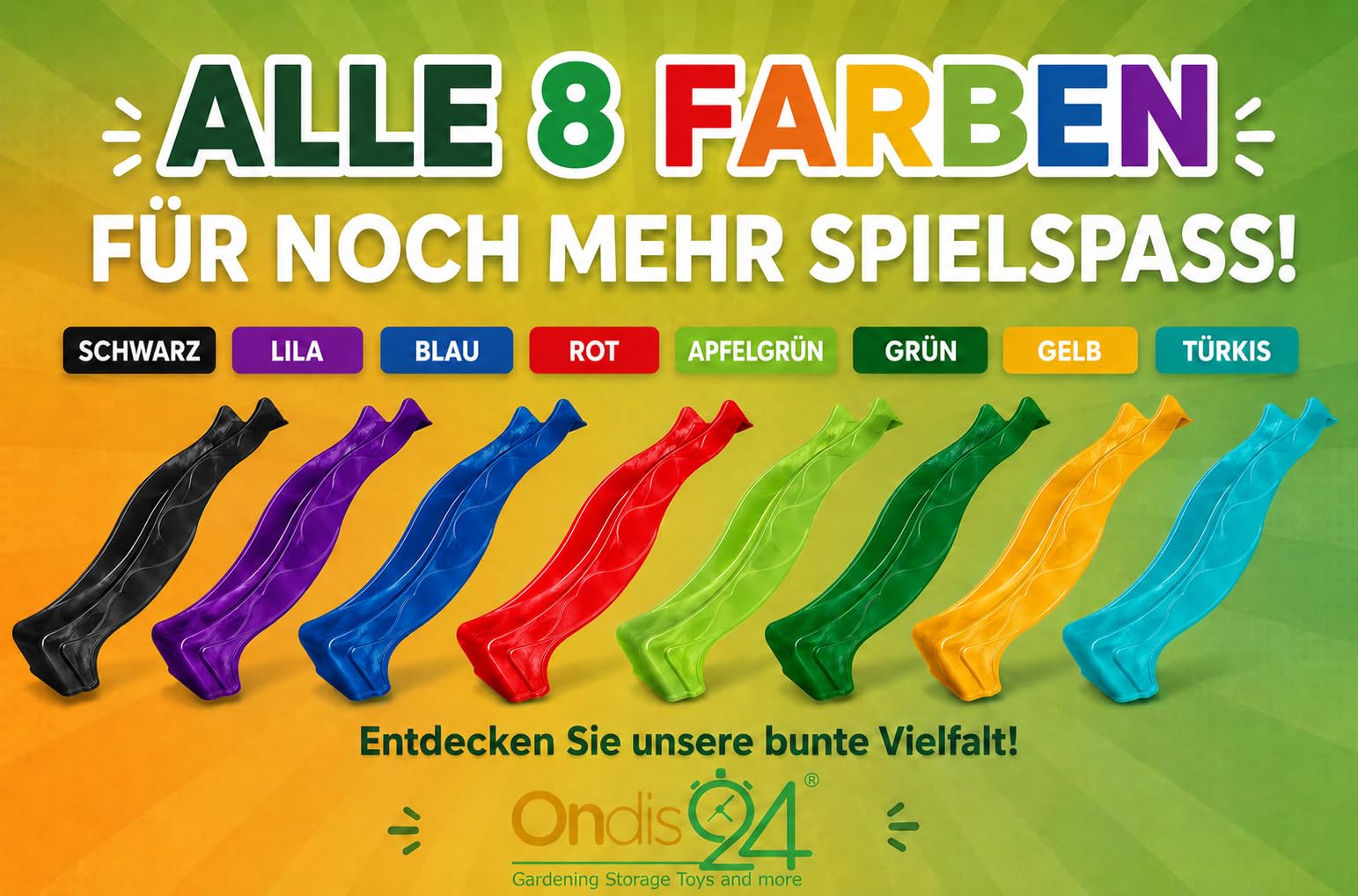 Ondis24 Wellenrutsche 3m Kinderrutsche Anbaurutsche Wasserrutsche für Spielturm ab 3 Jahren Anthrazit
