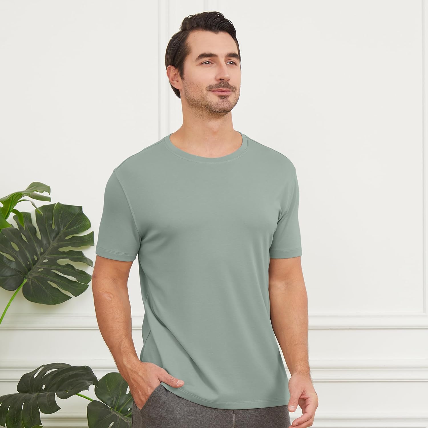 netdraw Men's Heavyweight Interlock Bamboo Viscose T-Shirt Buttery Soft Casual Basic Short Sleeve Dressy Cotton Shirt - Image 4