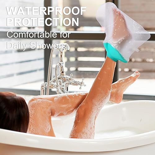 Miniatura 4 de Funda impermeable para yeso de pierna para ducharse, manga de ducha reutilizable para pie después de cirugía, bolsa protectora de fracturas para