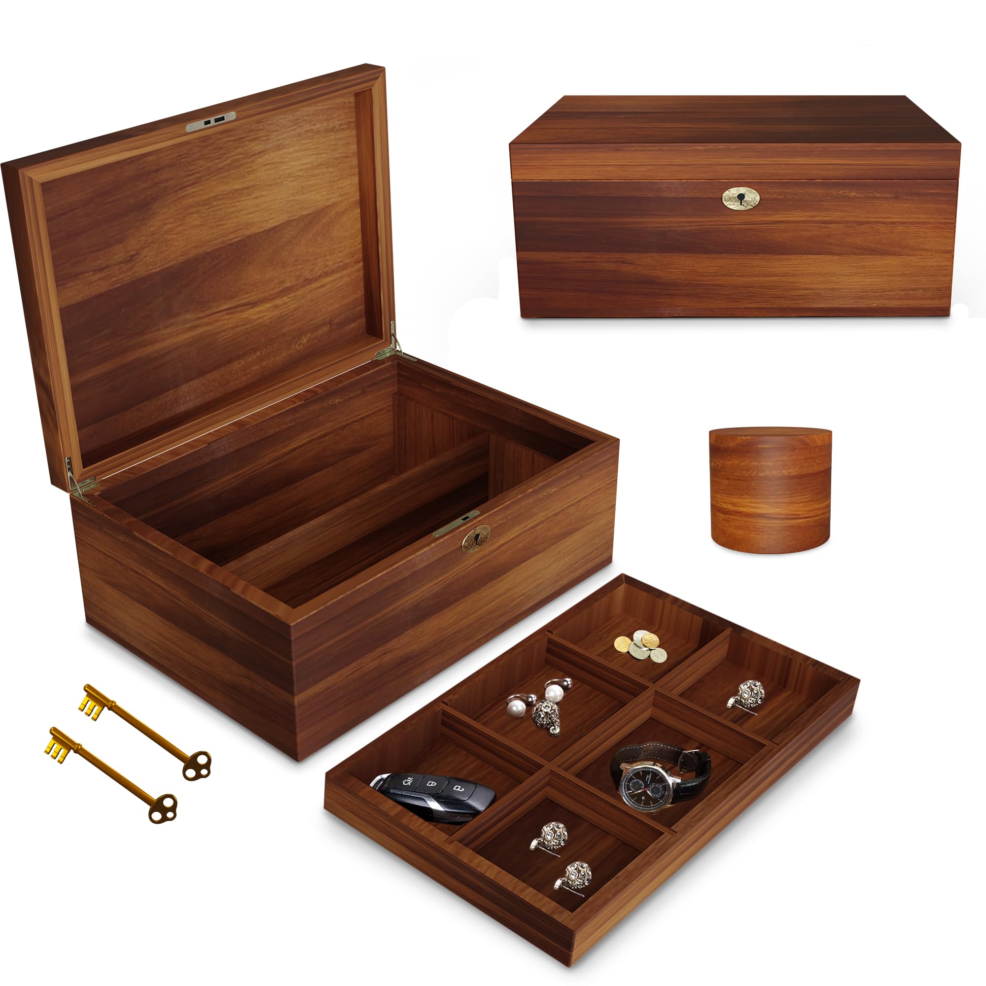Amazon.com: LUSH & STYLE Acacia Wooden Box, Keepsake With Hinged