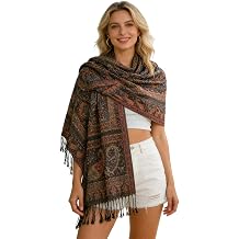Paisley Pashmina Shawl Scarf with Tassel Womens Soft Jacquard Pashminas Wrap Long Scarves for Evening,Wedding,Travel