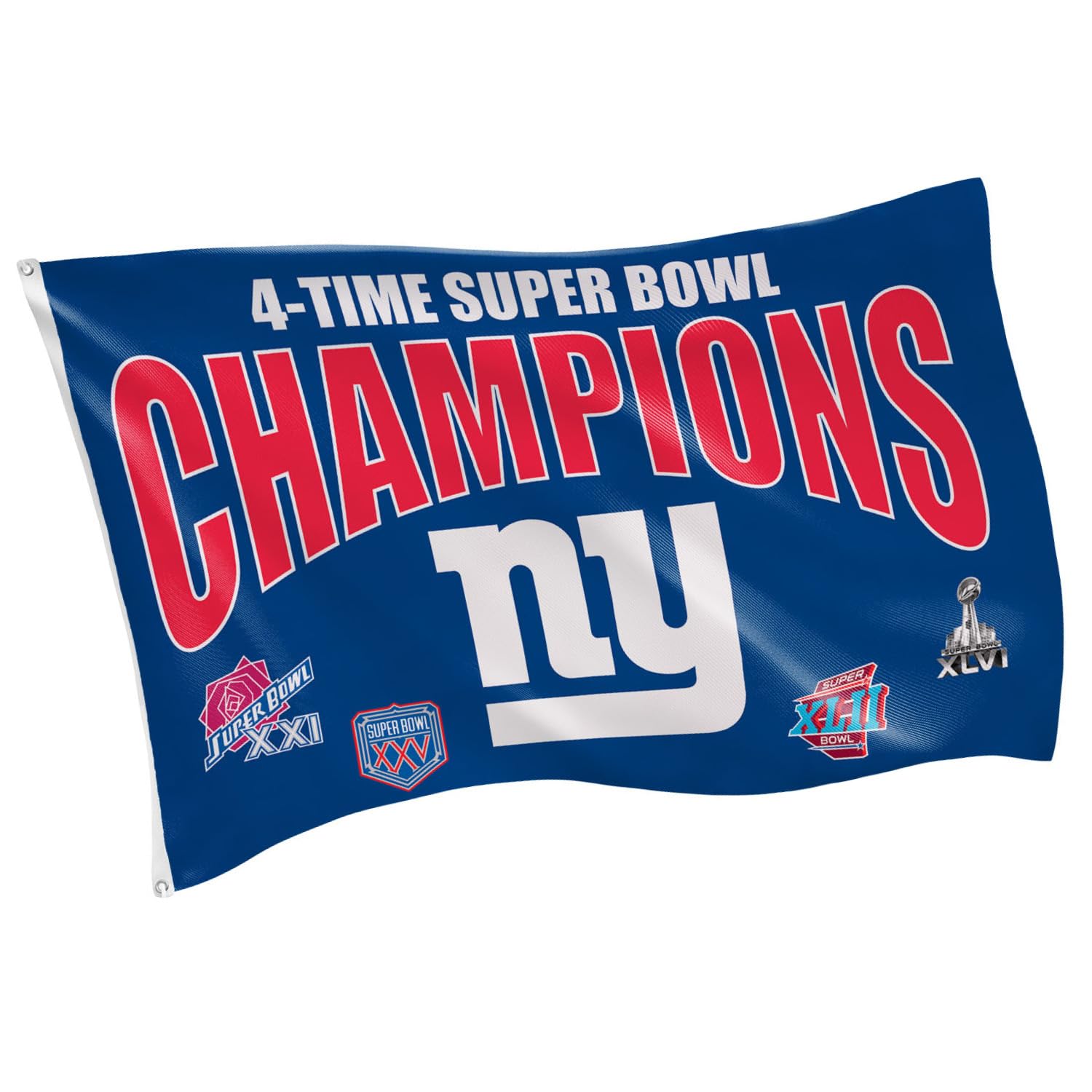 Team Sports America NFL New York Giants Multi-Win Superbowl Champions 3x5 Flag for Outside with Grommets | Outdoor & Indoor | Heavy Duty Flag & Banner | Works with Flag Pole for Outside House