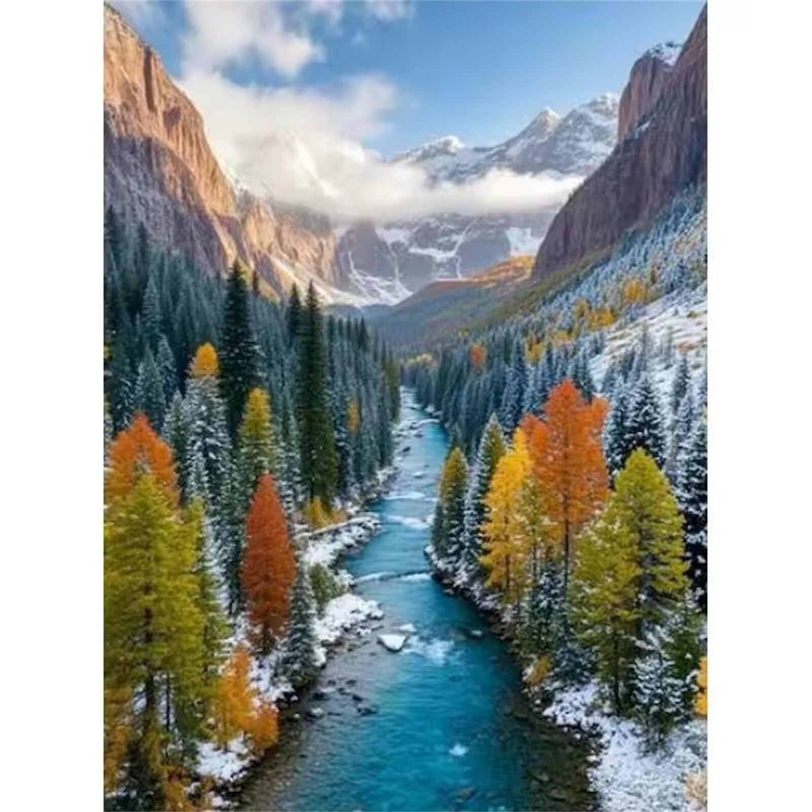 Zimowy Las Kanionu Puzzle 1500 Sztuk,Puzzle DIY Dorosłych,Klasyczna Puzzle Dla Dorosłych Kreatywna Rozrywka, Trudne Gry