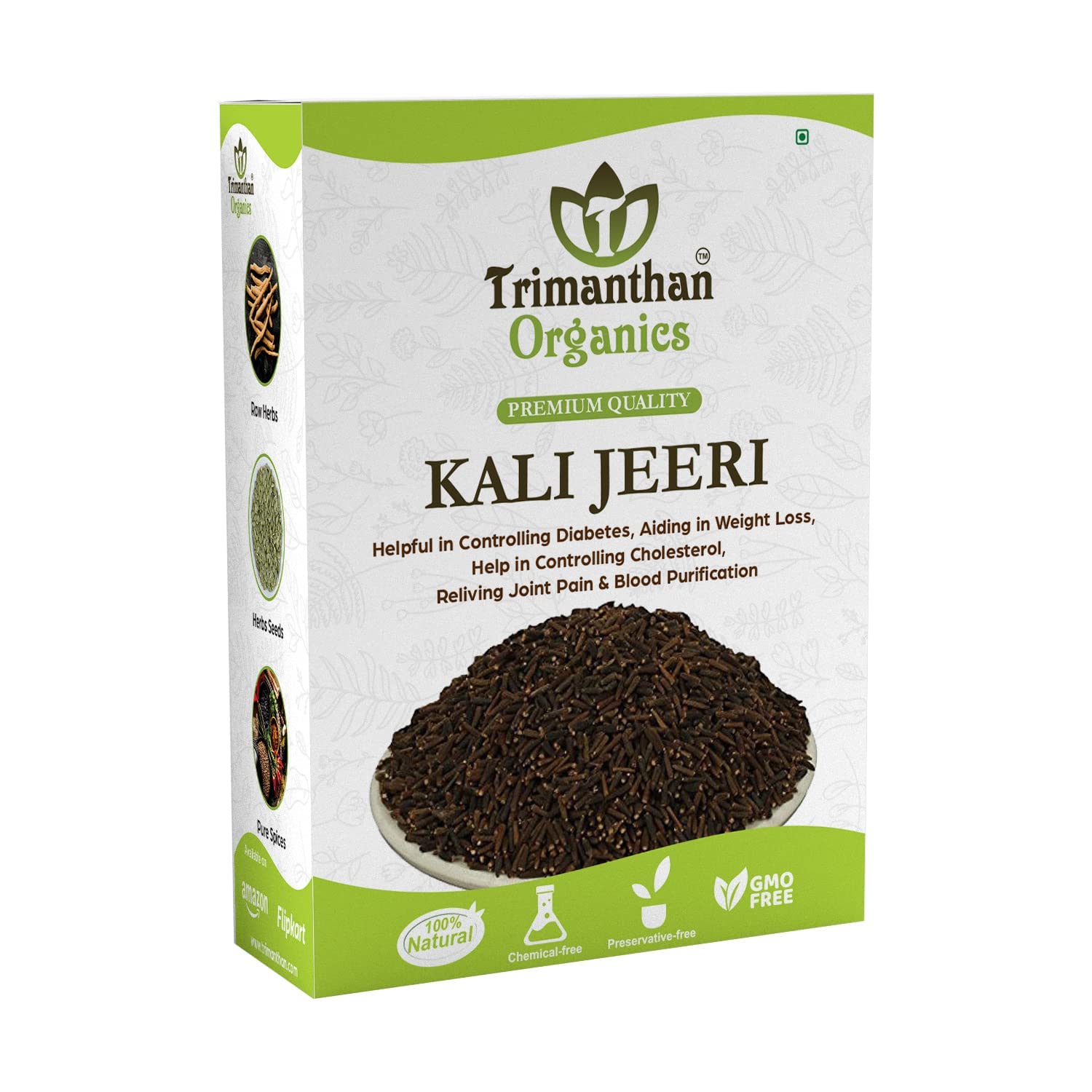 TRIMANTHAN ORGANICS Premium Kaali Jeeri (400 GM) Pure Bitter Cumin