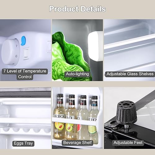 Miniatura 4 de Refrigerador con congelador, refrigerador de 3.8 pies cúbicos con puertas dobles, refrigerador para dormitorio, cocina, dormitorio, apartamento,