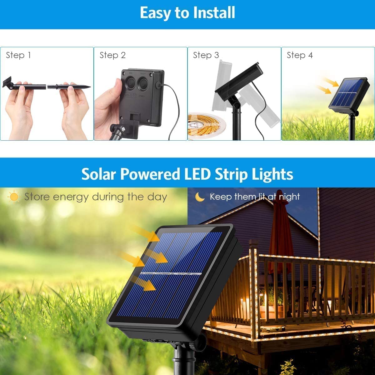 Striscia LED Solare Esterna 10m 240 LED Con Telecomando – Impermeabile E Autoadesiva Per Giardino E Natale