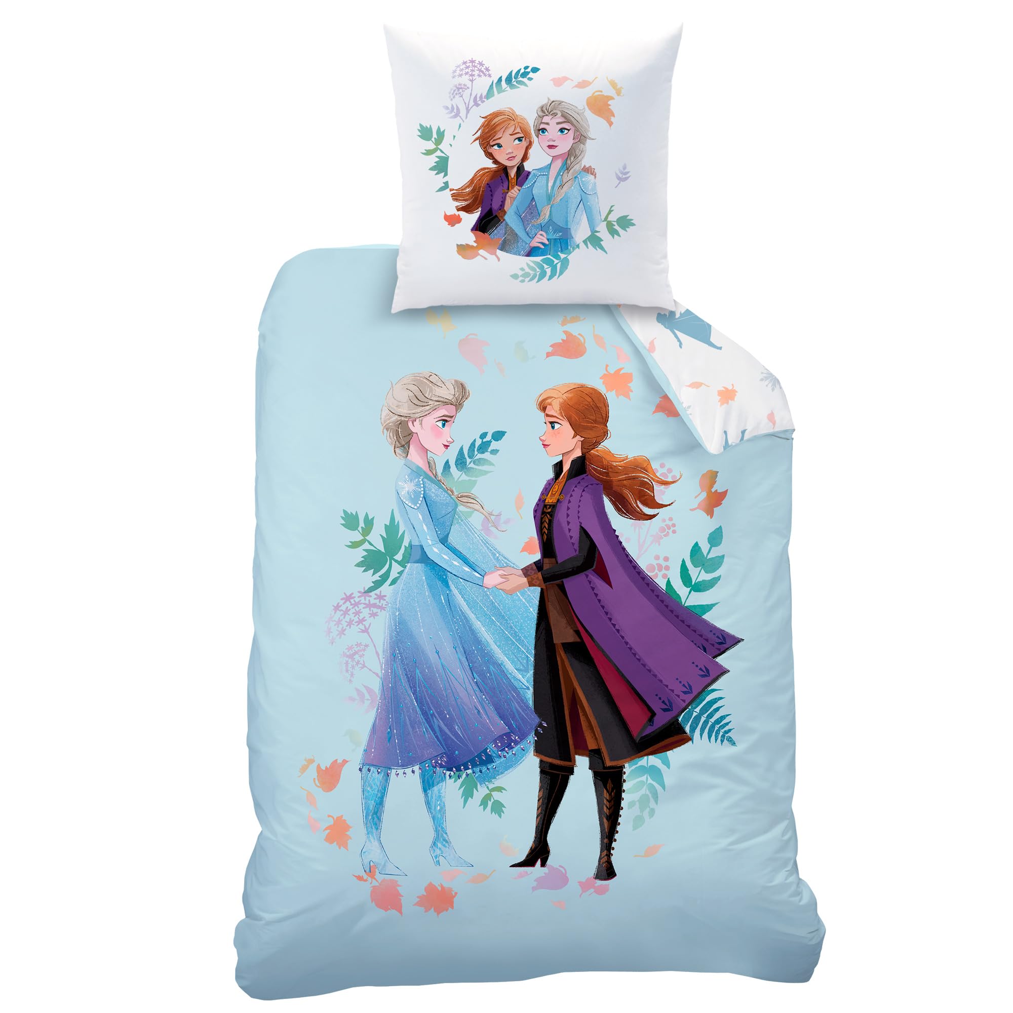 OMYDREAM Disney Home Frozen - Juego de funda nórdica para cama (funda de edredón de 140 x 200 cm, funda de almohada de 63 x 63 cm), color azul