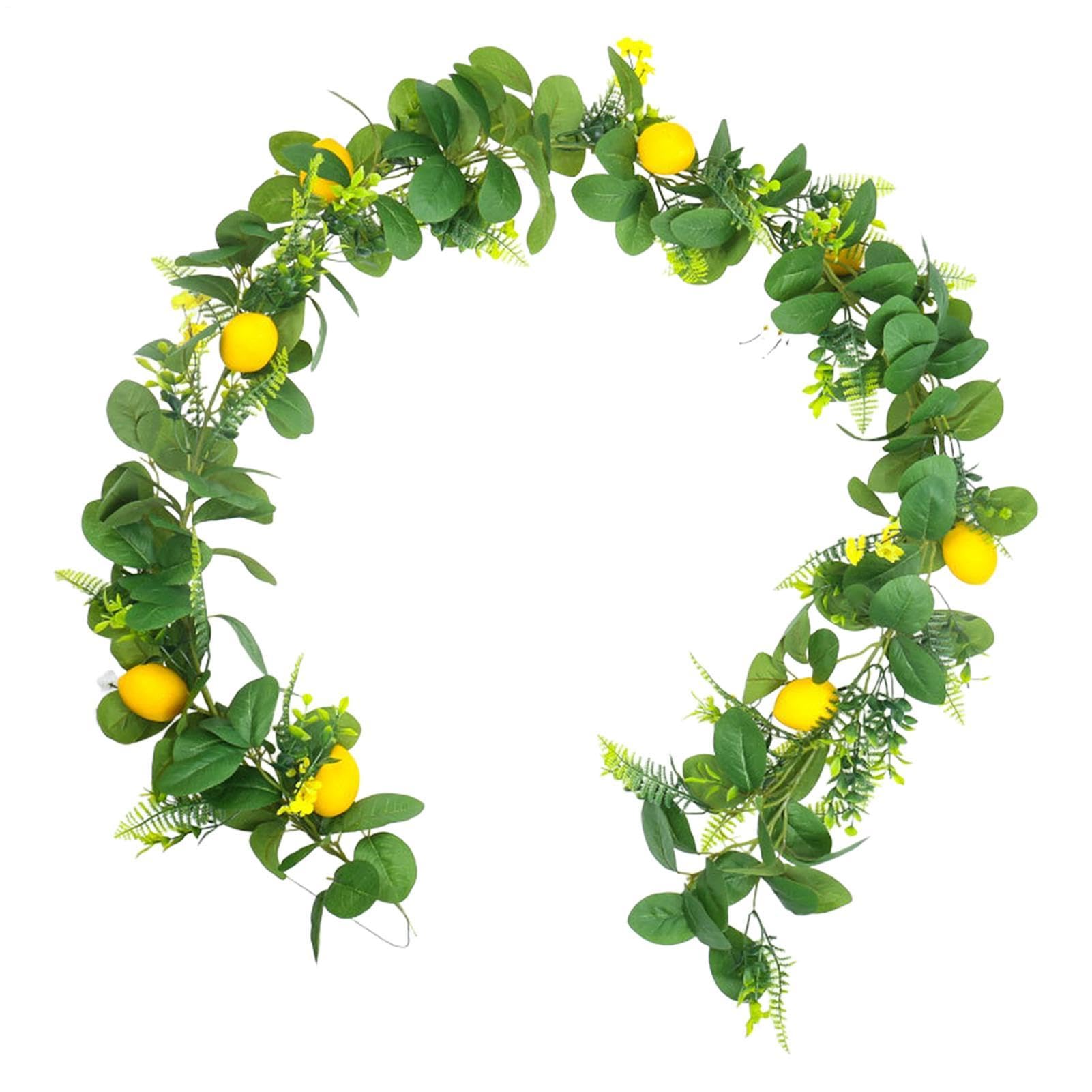 Couronne de citrons jaunes artificiels de 2m pour décoration de porte