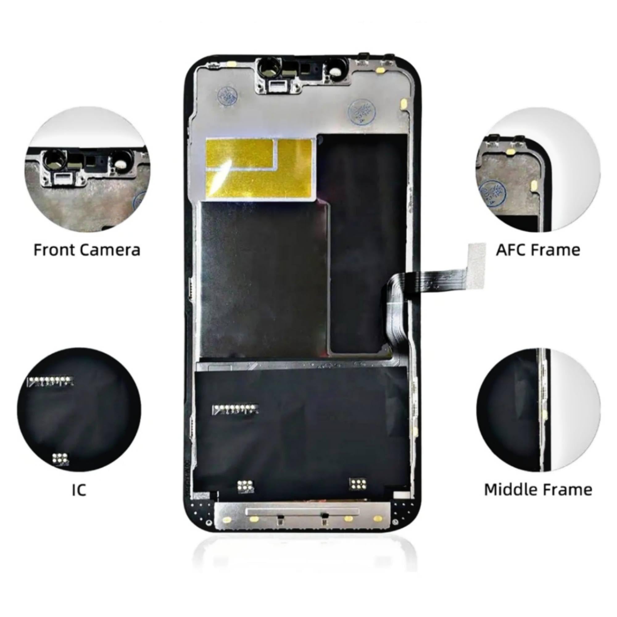CHOWCHOW - Kit de repuesto para iPhone 15 Pro LCD/OLED y marco, con protector de pantalla de vidrio templado, dureza 9H, pantalla con herramientas de reparación, kit de pantalla LCD / OLED de grado