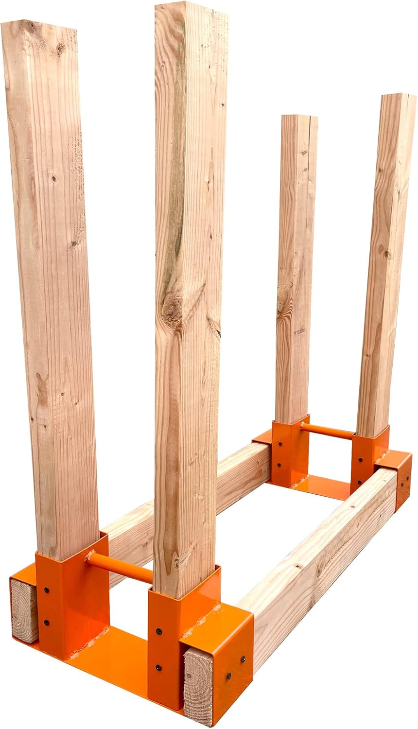 Firewood Rack Outdoor Heavy Duty Holder 2 Pcs Adjustable Length Brackets for Outdoor Holder with Screws, Rust-free Log (Orange)