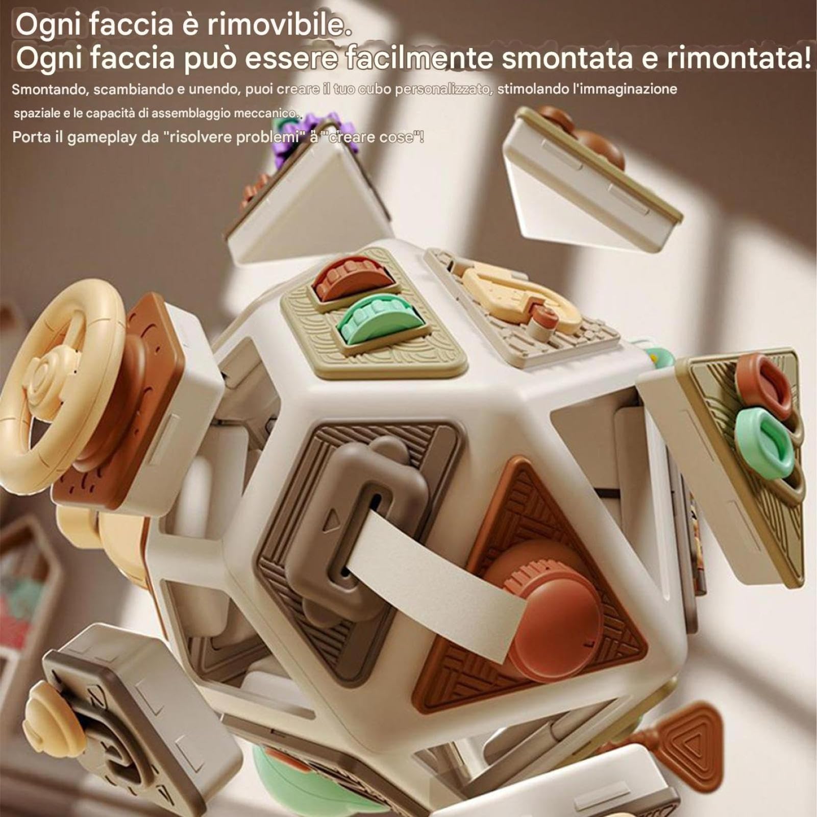 Cubo Da Tavolo Occupato - 20x19,5 Cm Attività Di Sviluppo Delle Capacità Motorie | Cubo Attivita Portatile Per Bambini | Attività Di Viaggio Cognitive Cubi Occupati Per La Scuola Materna Del Viag