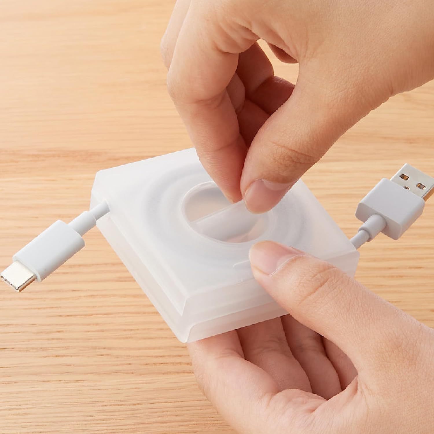 MU-JI Polypropylene Cable Organizer Case 2 Pack - Compact Cord Management with Built-In Stand - Translucent Durable Material - Ideal Cord Keeper, Wire Organizer - Portable for Desk or Travel
