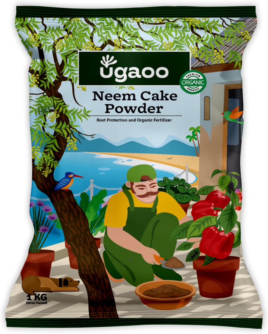 Ugaoo Neem Cake Powder for Plants 1 Kg - Organic Fertilizer & Pest Repellent