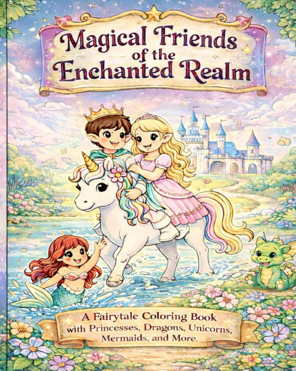 Magical Friends of the Enchanted Realm: A Fairytale Coloring Book with Princesses, Dragons, Unicorns, Mermaids, and More