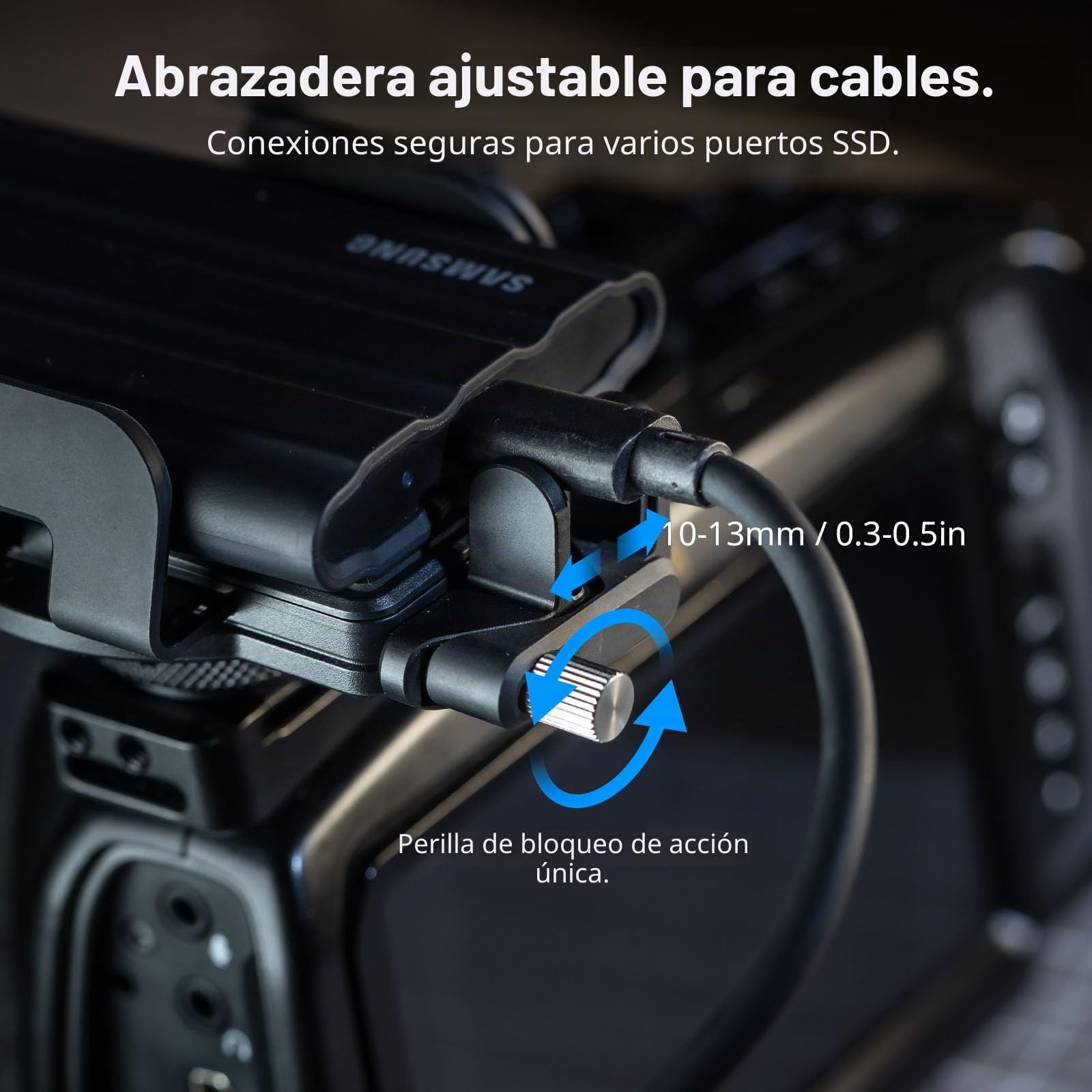 SMALLRIG Soporte universal para SSD con abrazadera de cable de zapata fría, abrazadera de 40-60 mm de ancho, soporte de montaje SSD para MagSafe, para Samsung T5 T7 SSD, para SanDisk SSD, compatible
