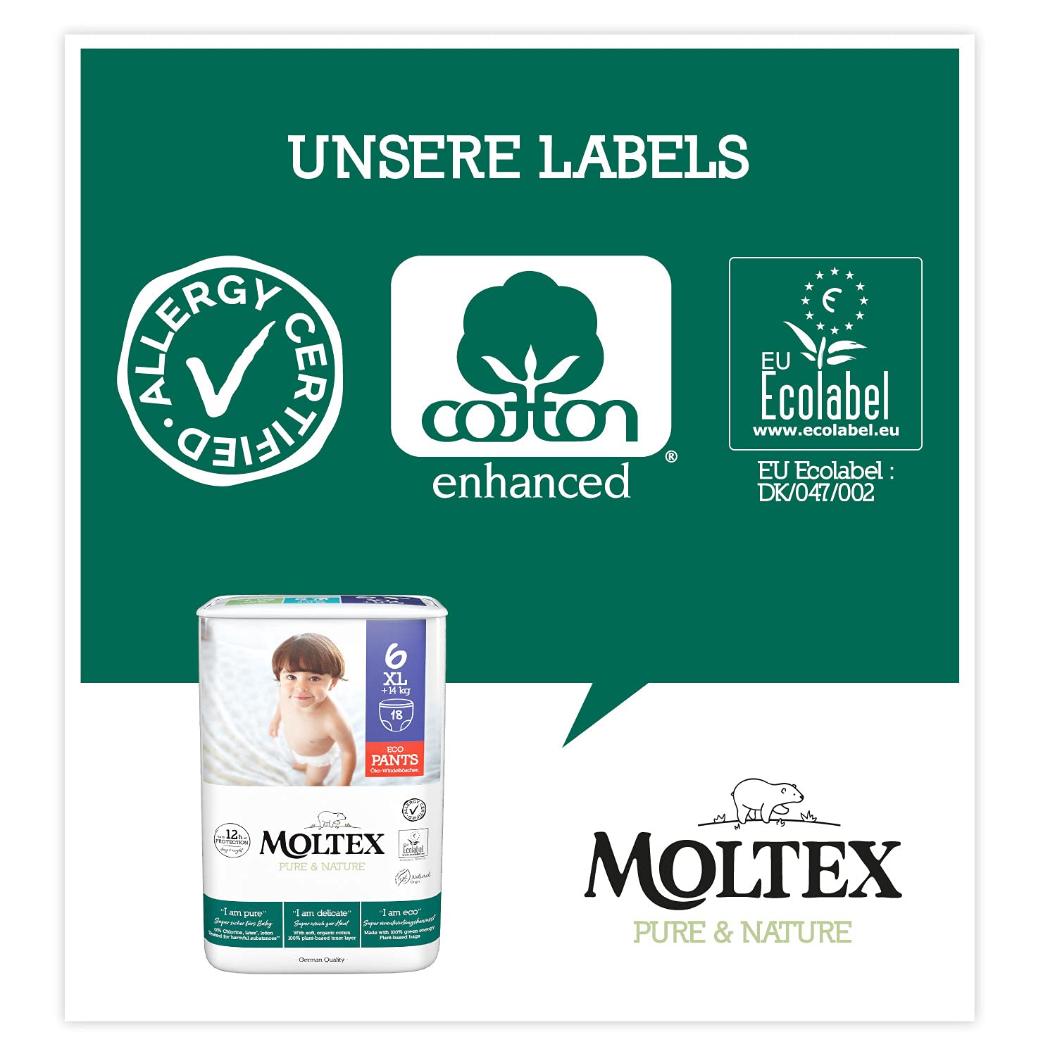 Moltex Pure & Nature Pantalon écologique Taille 6 (+14 kg) - 72 paires