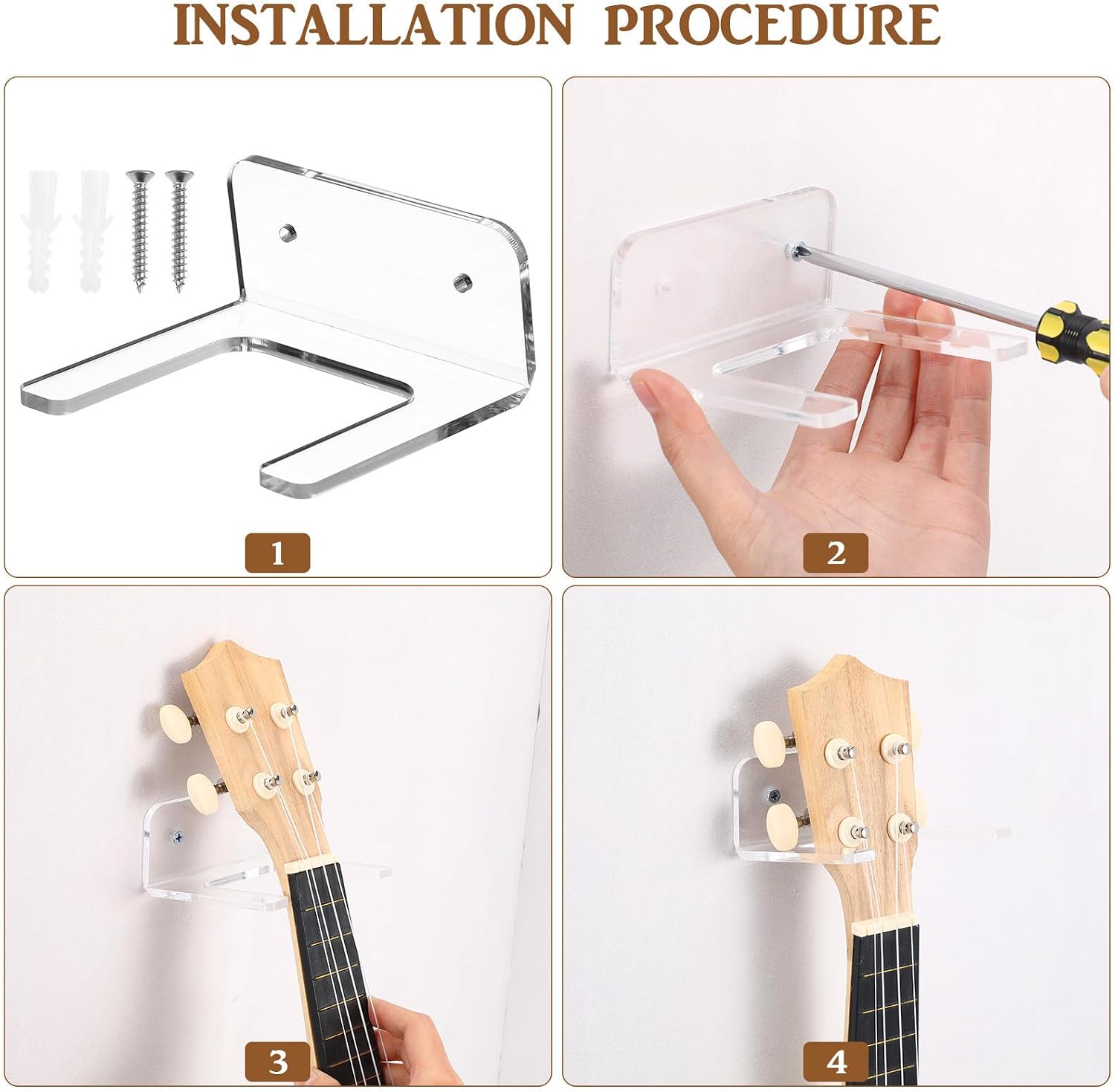 ERINGOGO Wall Mounted Guitar Hook Acrylic Hanger for Home Shop Display image 3