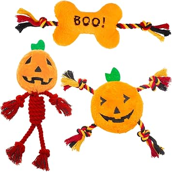 PUPTECK Halloween Dog Squeaky Chew Toys 3 Pack