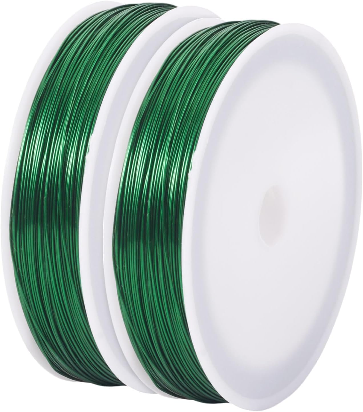 Cheriswelry 2 Rolls 262.47 Feet 24 Gauge Jewelry Beading Wire 0.5mm Metallic Thread Iron Wire for Necklace Earring Bracelet Wrapping Weaving Supplies(Green)