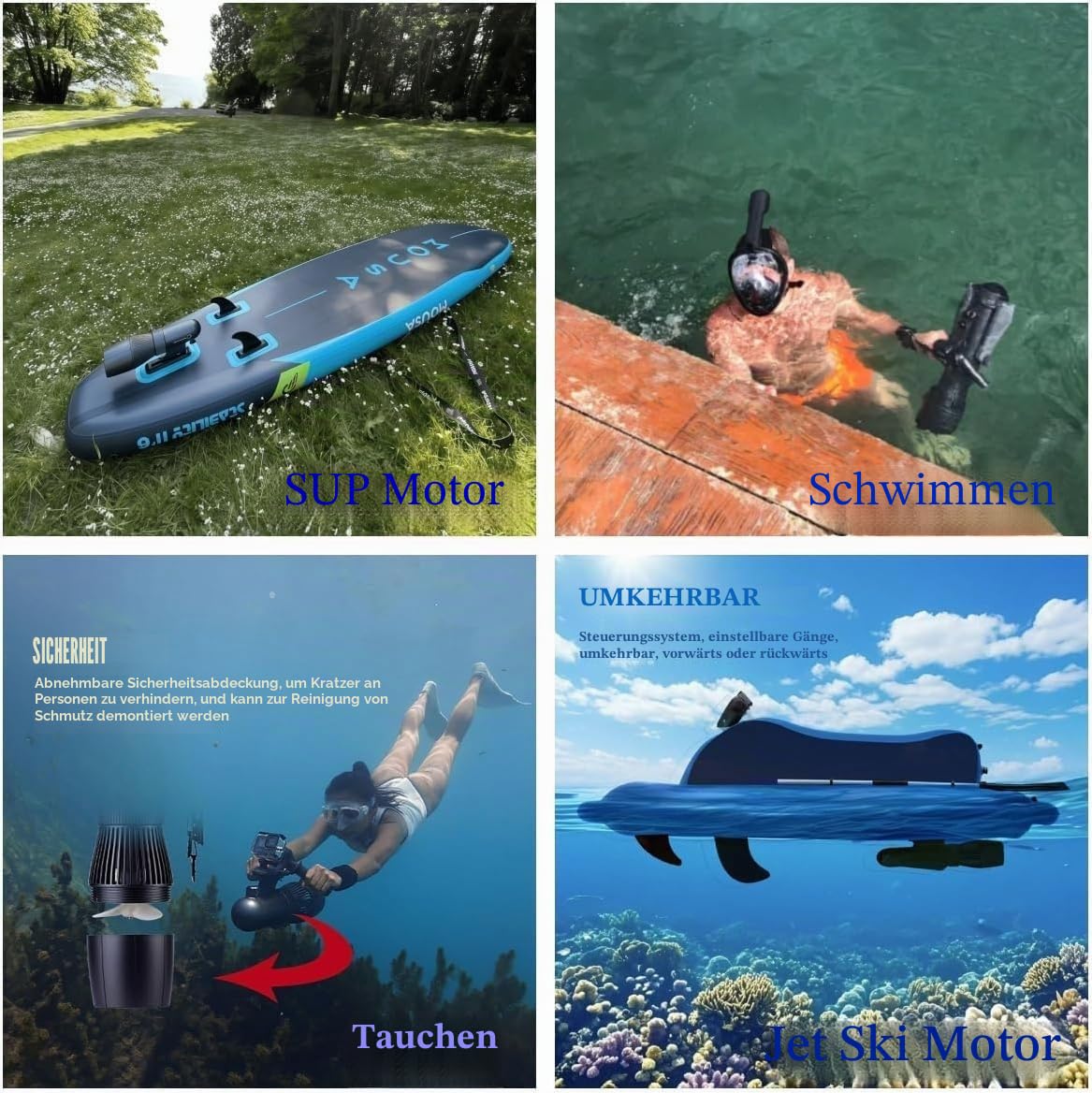 Elektrischer Unterwasser-Scooter, 500 W, 40 m Freitauchen, Schnorcheln, Meer-Roller, bürstenloser Motor, 60 Minuten Wasserscooter für Pool