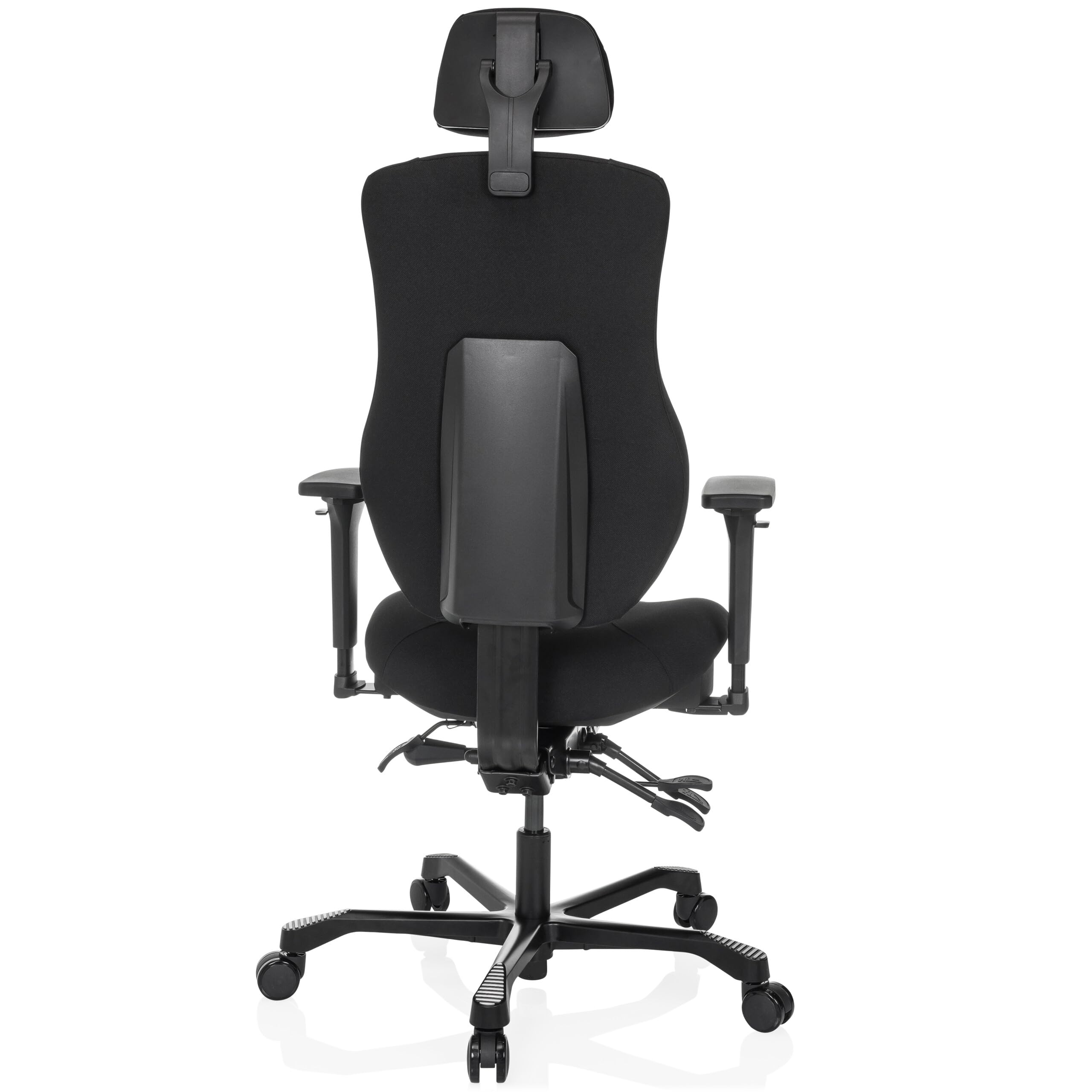 hjh OFFICE Ergonomischer Arbeitsstuhl 24 Hours Basic Stoff, robuster XXL Drehstuhl für den 24h Einsatz, bis 150kg belastbar, Schwarz