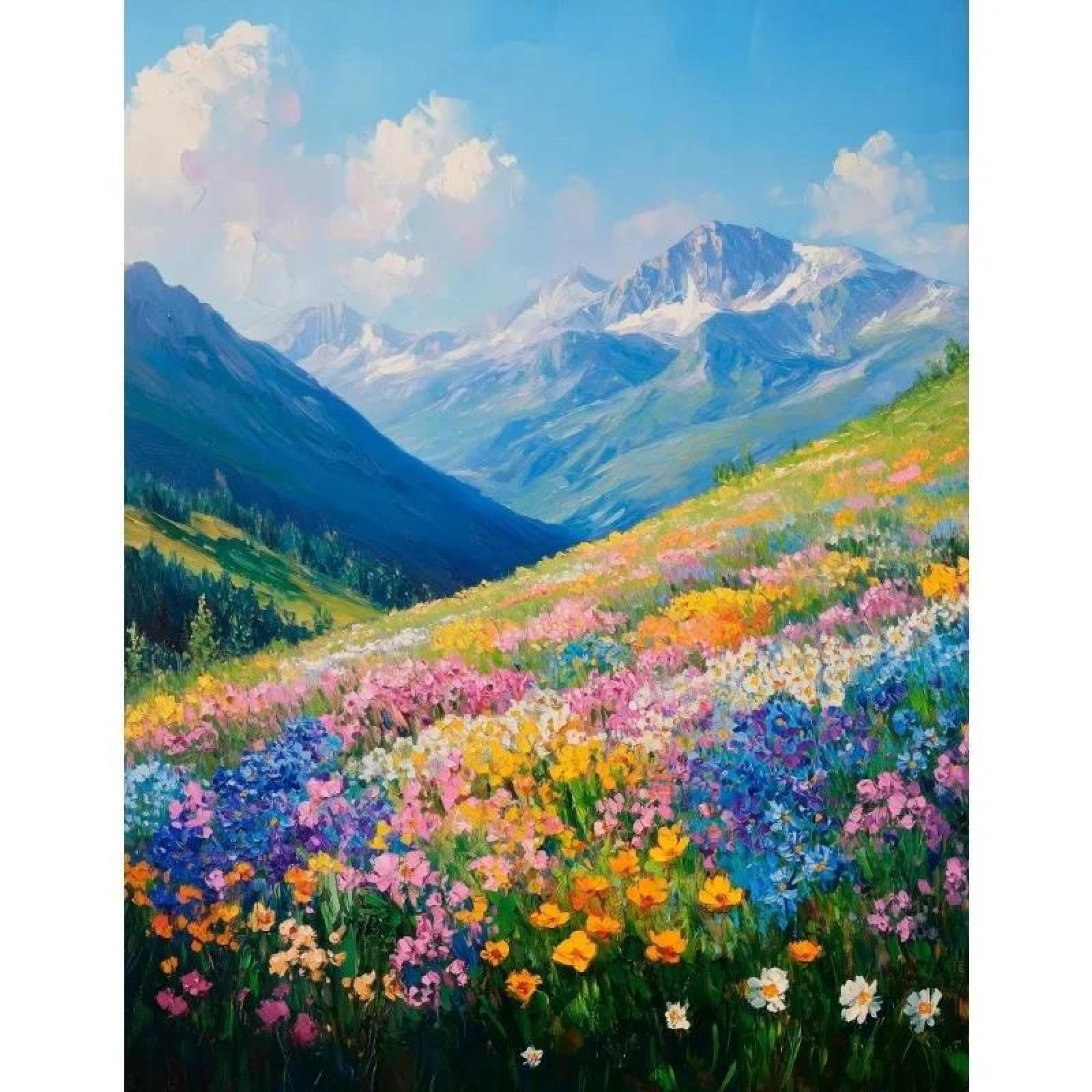 Cuadro de lienzo de flores multicolor de 40x50 cm para dar luminosidad a tu hogar 6