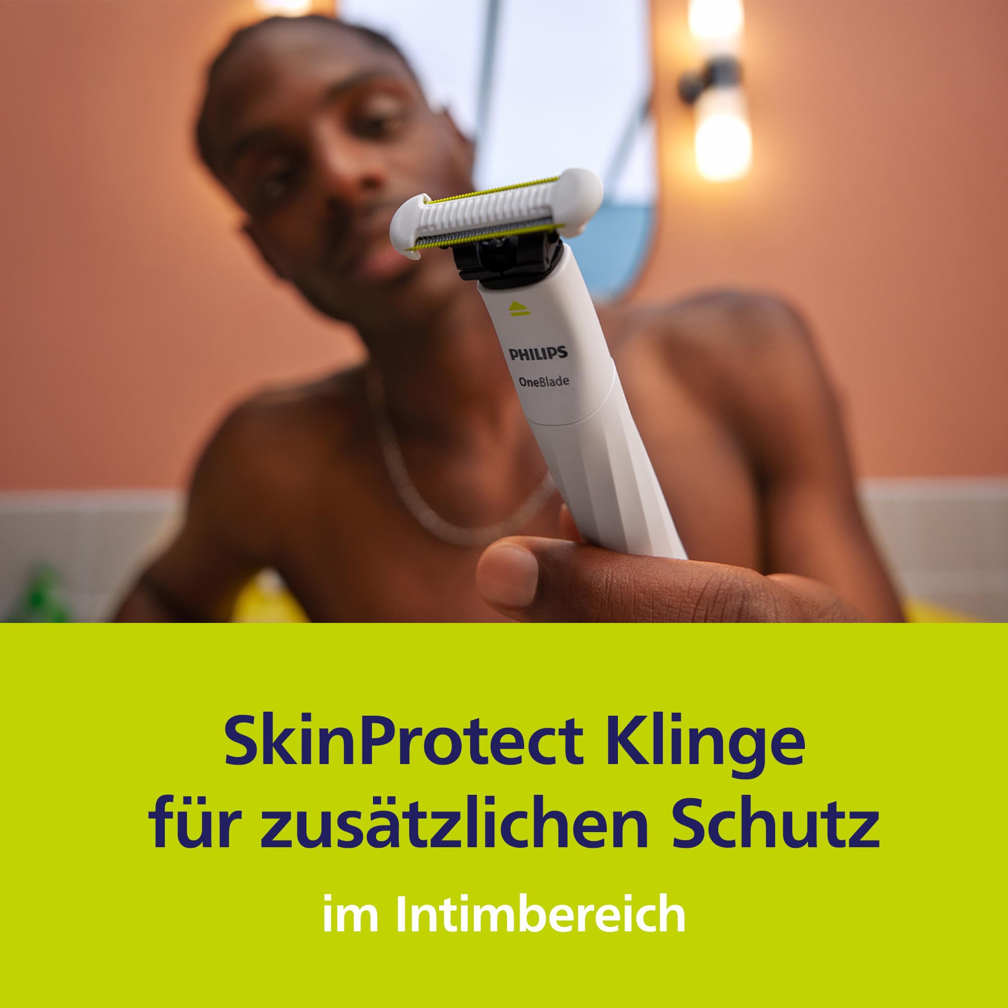 Philips OneBlade QP229/50 Skin Protect Ersatzklinge, für OneBlade Elektrorasierer und Trimmer, langlebiger Edelstahl, Trimmen und Rasieren mit extra Hautschutz, 2 Stück