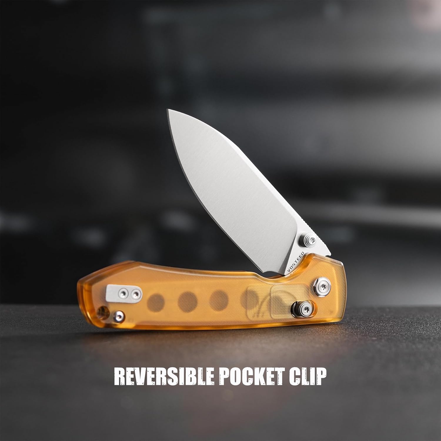 Vosteed Raccoon EDC Knife, Lightweight Folding Pocket knife with Clip for Men and Women, Sharp Crossbar Lock Knife with 3.25" Nitro-V Steel Blade, PEI Handle for Camping, Hiking - A0531