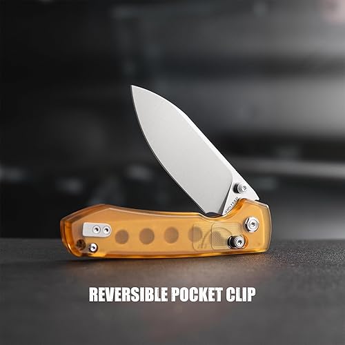 Miniatura 8 de Vosteed EDC - Cuchillo plegable ligero de bolsillo con clip para hombres y mujeres, cuchillo afilado con bloqueo de barra transversal con hoja de