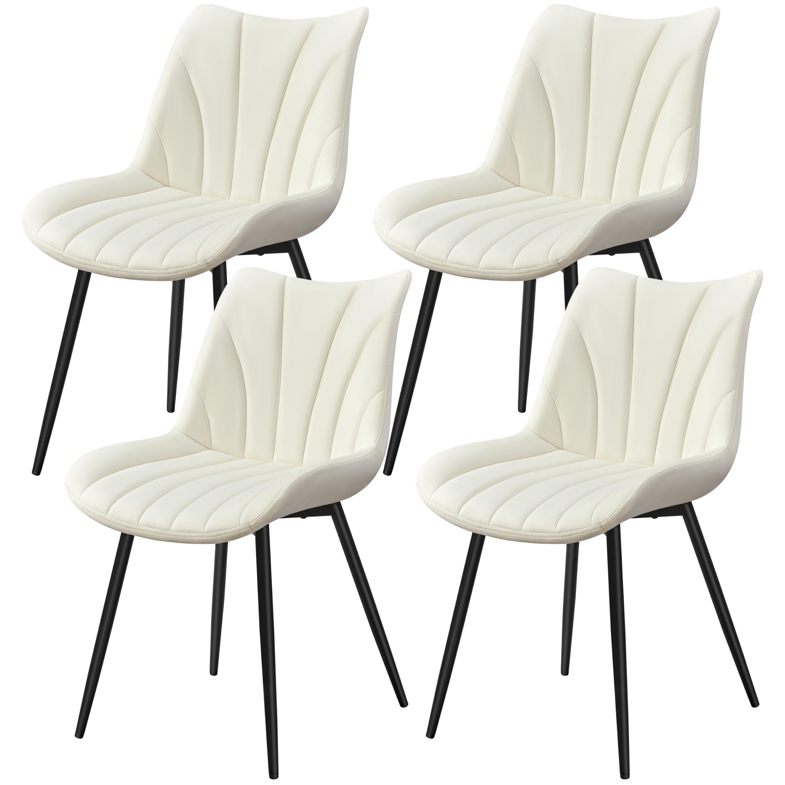 Yaheetech Set di 4 Sedie da Pranzo Moderne in Velluto Sedie Imbottite con Schienale e Gambe in Metallo Senza Braccioli per Cucina Sala da Pranzo e Soggiorno (Beige)