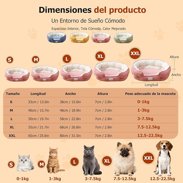 Foto 3 de 6 de PETCUTE Cama para Perros Grandes,Medianos y Pequeños,Lavable,Cama Ortopédica para Perros,Bordes…