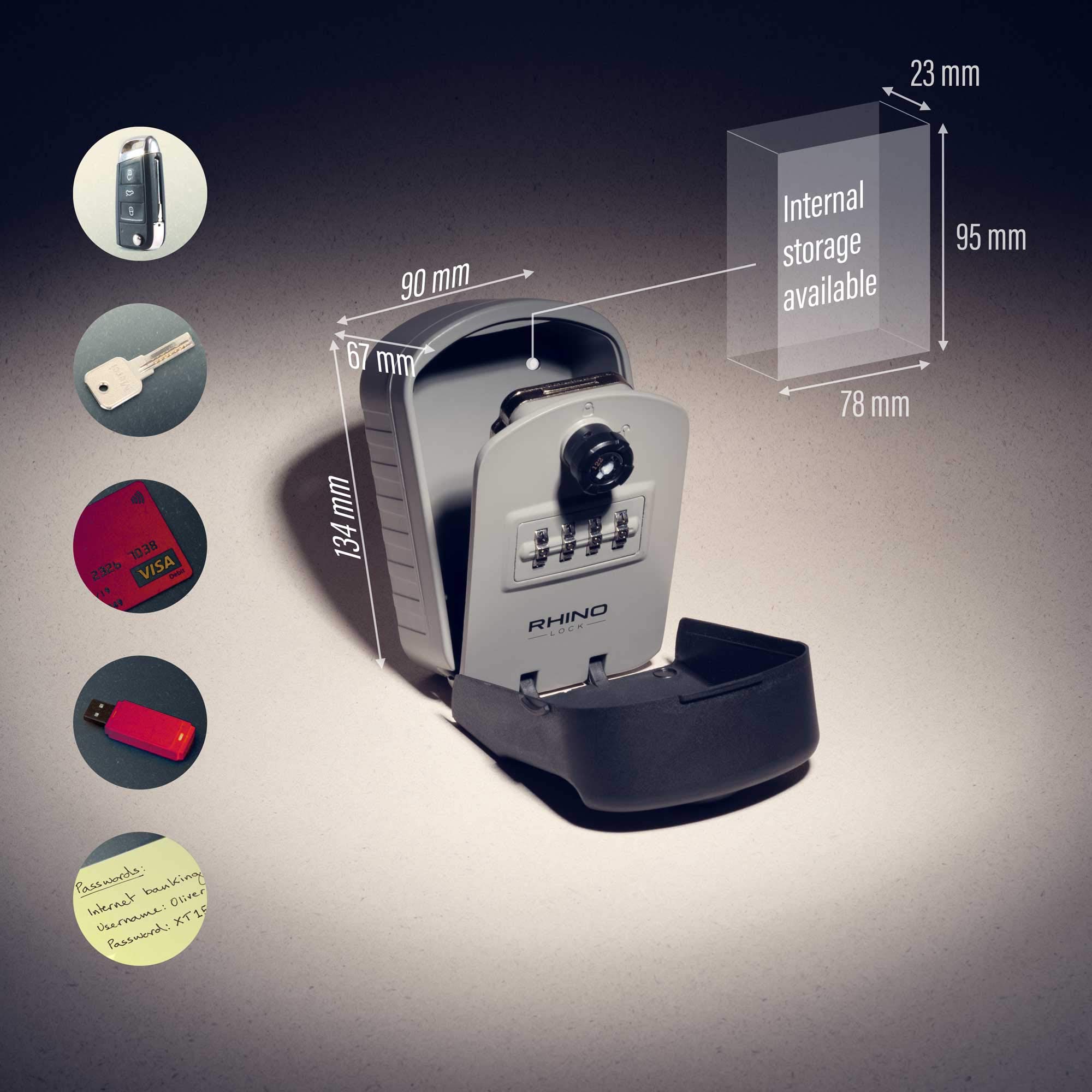 Rhino Lock Secure Pro Combination Key Safe Wall Mounted Lock Box